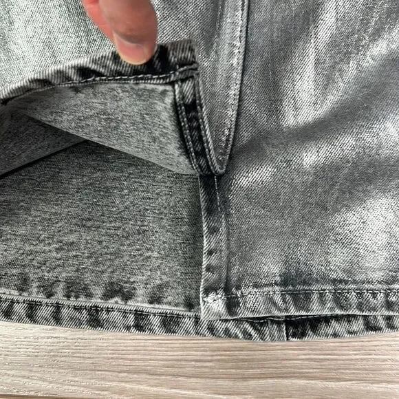 Pilcro and the Letterpress Silver Metallic Denim Mini Skirt Size 6 - Picture 7 of 9